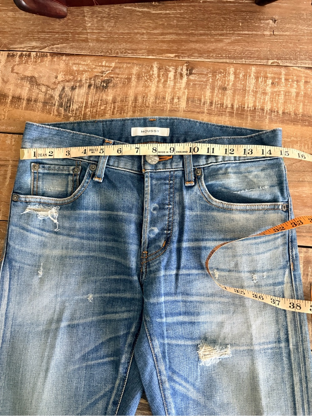 MOUSSY Distressed Japanese Denim Jeans Faded Slim Straight 30 - Picture 10 of 13